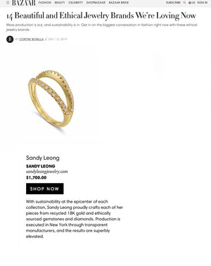 Sandy Leong in Harpers Bazaar Ethical Jewelry Shopping Guide
