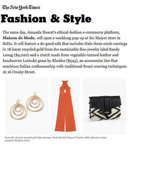 The New York Times Features Sandy Leong HALO Collection
