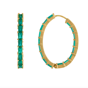 Emerald Baguette Oval Hoops