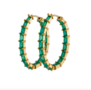 Emerald Baguette Oval Hoops