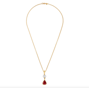 Pearl and Ruby Teardrop Pendant