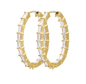 Diamond Baguette Oval Hoops