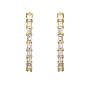 Diamond Baguette Oval Hoops