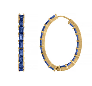 Sapphire Baguette Oval Hoops