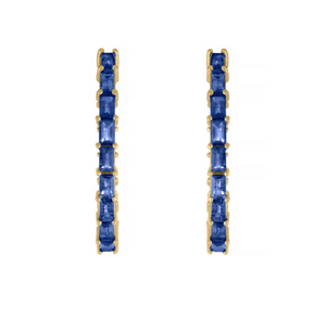 Sapphire Baguette Oval Hoops