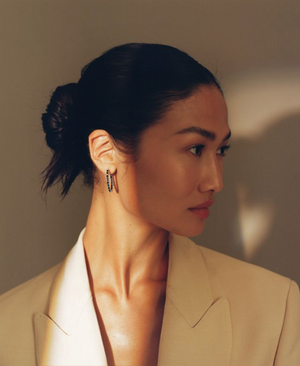 Sapphire Baguette Oval Hoops