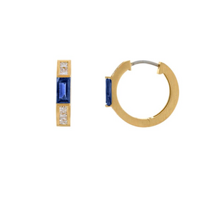 Sapphire Baguette Huggies and Diamonds