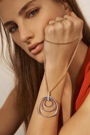 Ombre Blue Sapphire Triple Hoop Pendant