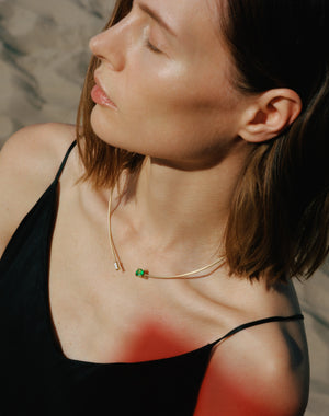 Emerald and Diamond Open Collar Necklace