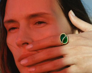 Emerald Cage Ring with Diamond Pavé