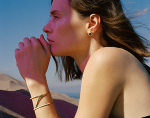 Emerald and Diamond Pave Stud Earrings