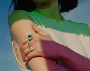 Emerald Wave Stack Ring