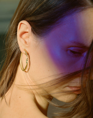 Twisted Hoop Earrings with Emeralds