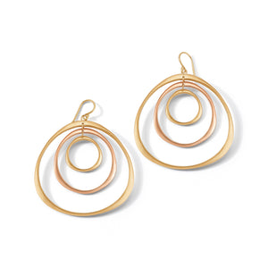 Two Tone Triple Hoop Earrings
