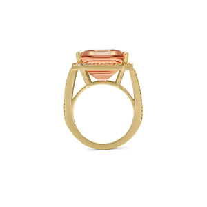 Morganite Cocktail Ring with Diamond Pave