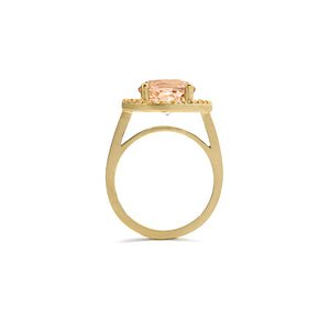 Morganite and Diamond Halo Ring