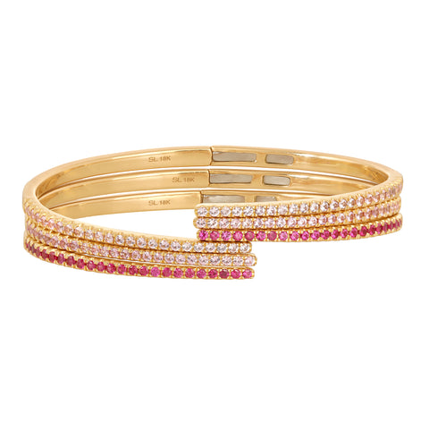 Rose Hinge Bangles - Pale Pink Sapphire, Dusty Rose Sapphire, Ruby