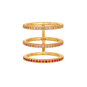 Ombre Rose Triple Bar Ring