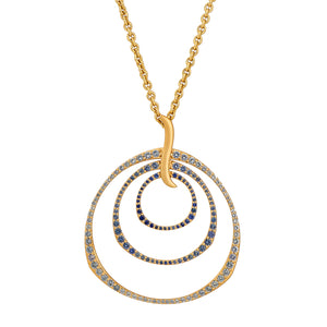 Ombre Blue Sapphire Triple Hoop Pendant