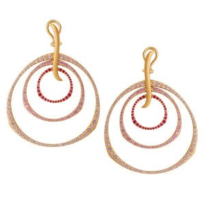 Ombre Rose Triple Hoop Earrings