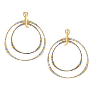 Oversized Ombre Blue Sapphire Double Hoop Earrings