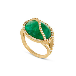 Emerald Cage Ring with Diamond Pavé