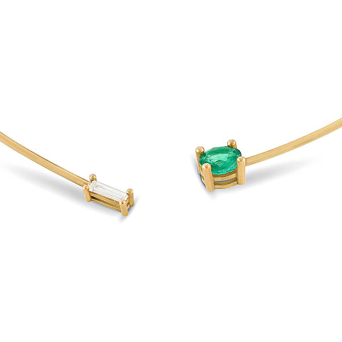 Emerald and Diamond Open Collar Necklace