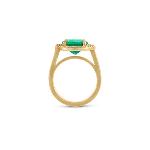 Emerald and Diamond Halo Ring