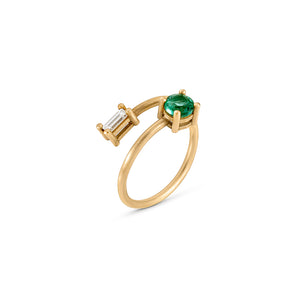 Emerald and Diamond Twist Ring