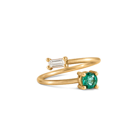 Emerald and Diamond Twist Ring
