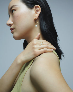 Pearl and Emerald Double Bar Ring