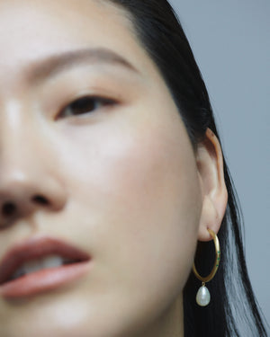 Emerald Halo Hoops with Pearl Drops