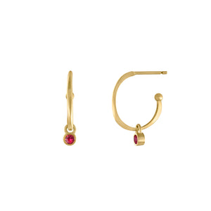 Petite Halo Huggies with Ruby Charms