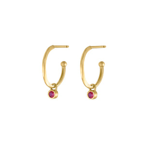 Petite Halo Huggies with Ruby Charms