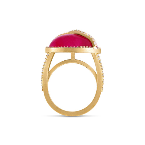Ruby Cage Ring with Diamond Pave