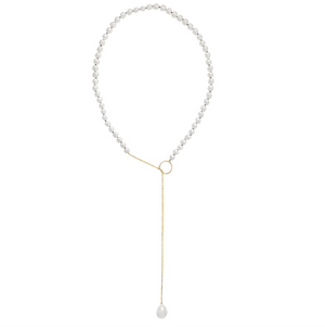 Pearl Strand Lariat with Halo Hoop