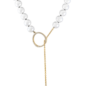 Pearl Strand Lariat with Halo Hoop