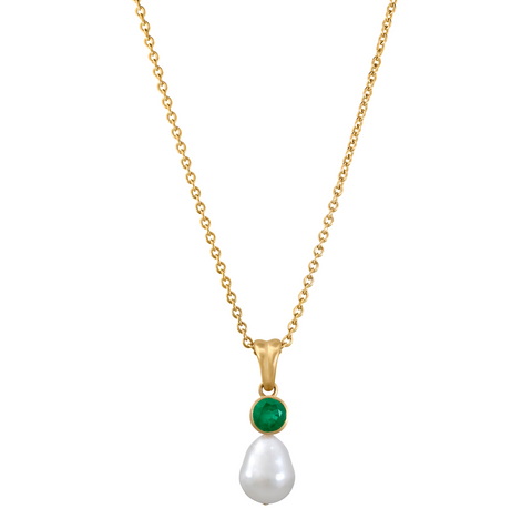 Pearl and Emerald Drop Pendant