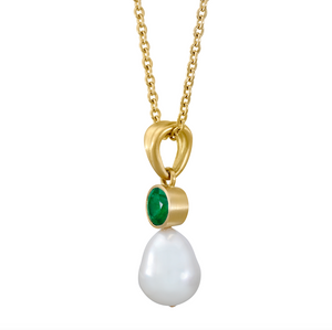 Pearl and Emerald Drop Pendant