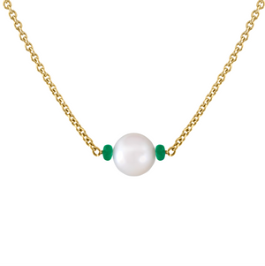 Petite Pearl Pendant with Emerald Beads