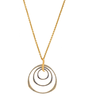 Ombre Blue Sapphire Triple Hoop Pendant