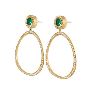 Diamond Pave Origin Hoops with Emerald and Diamond Studs