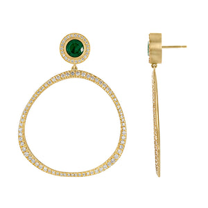 Diamond Pave Origin Hoops with Emerald and Diamond Studs