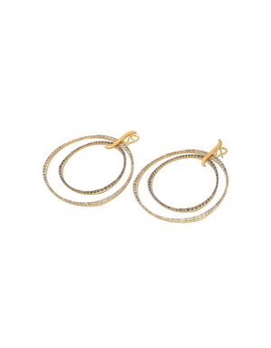 Oversized Ombre Blue Sapphire Double Hoop Earrings