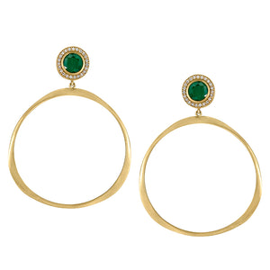 Oversized Origin Hoops with Emerald and Diamond Studs