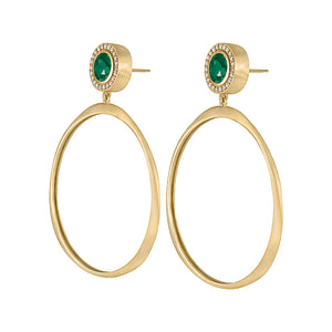 Oversized Origin Hoops with Emerald and Diamond Studs