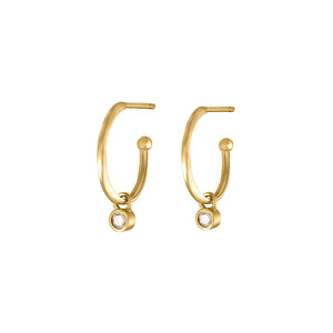 Petite Halo Huggies with Diamond Charms
