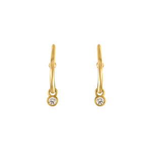 Petite Halo Huggies with Diamond Charms