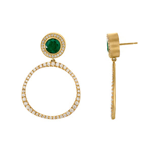 Petite Origin Hoops with Diamond and Emerald Studs
