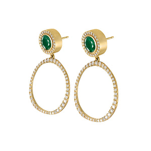 Petite Origin Hoops with Diamond and Emerald Studs